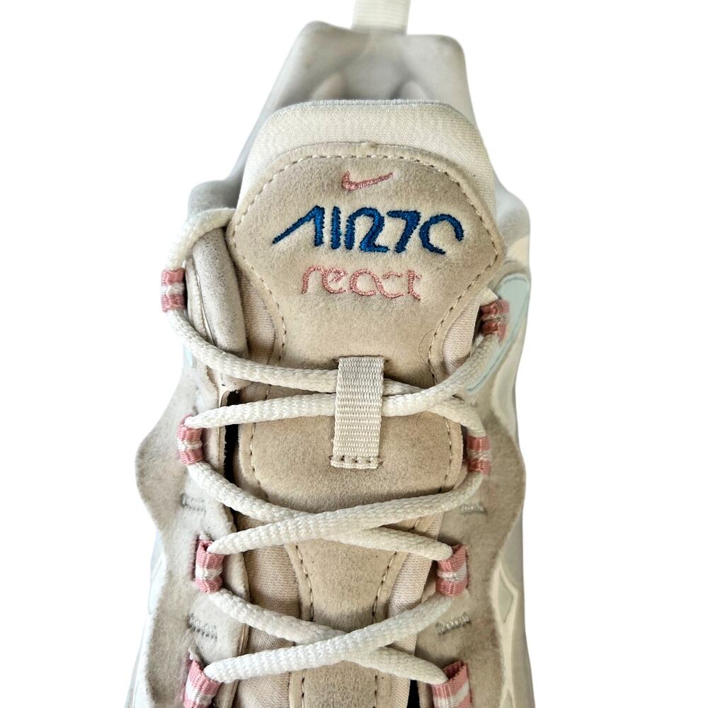 Nike Air Max 270 React Women’s 10 White Beige Pink Running Sneakers AT6174-100 - Picture 7 of 9